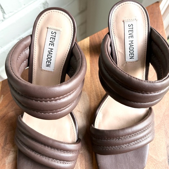 NEW Steve Madden Tahani Heeled Mule Sandals Chocolate Brown 7.5 - Picture 5 of 7